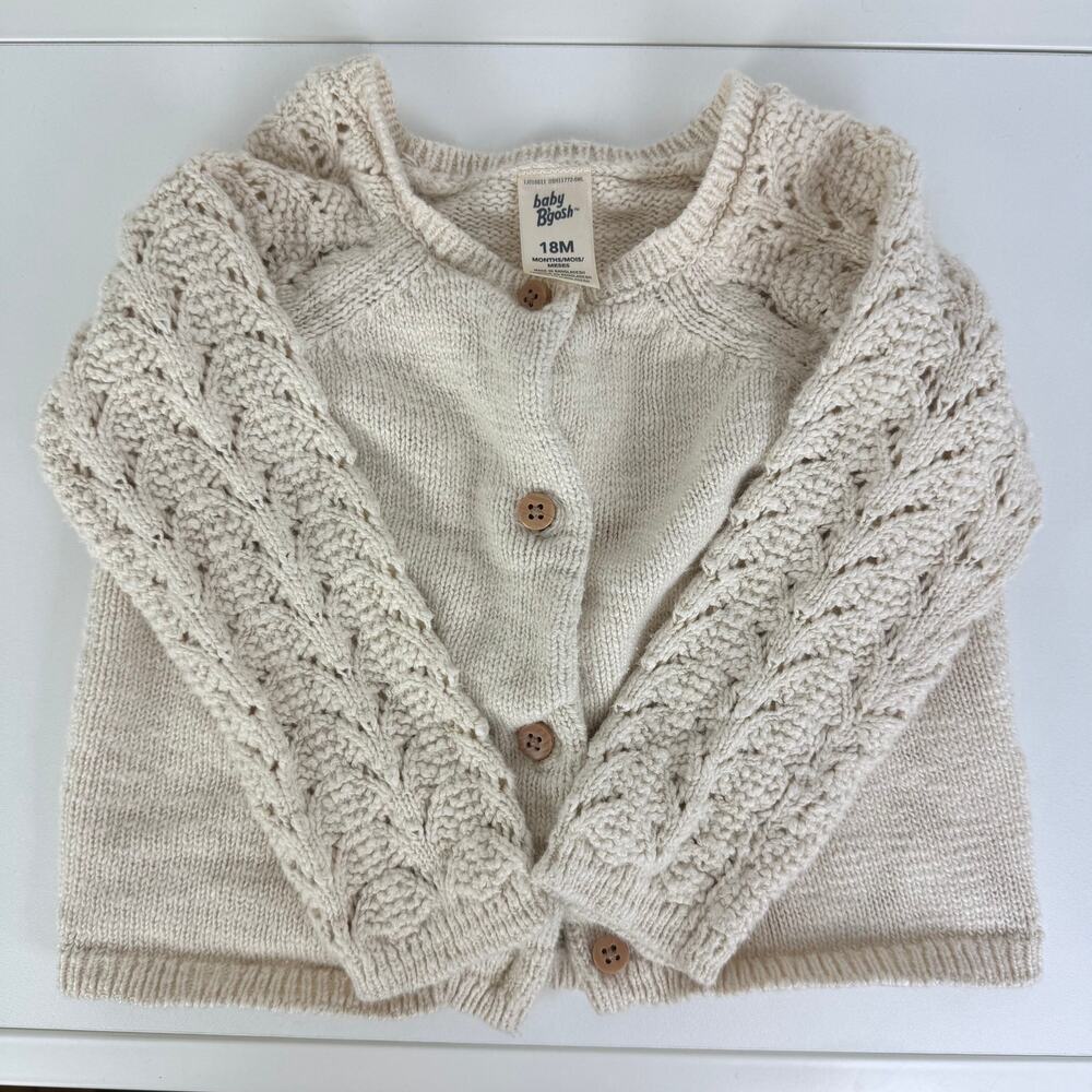 Baby B'Gosh Infant Girls Long Sleeve Cream Button Front Cardigan Sweater 18M